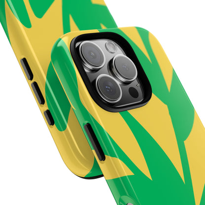Yellow & Green Abstract Nature Phone Case - Bold Leafy Art, Botanical-Inspired Design, Fits iPhone, Samsung Galaxy Series and Google Pixel