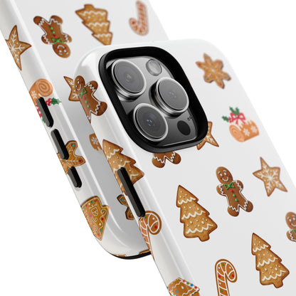 Gingerbread Christmas Tough Phone Case - Festive Cookie Pattern Design