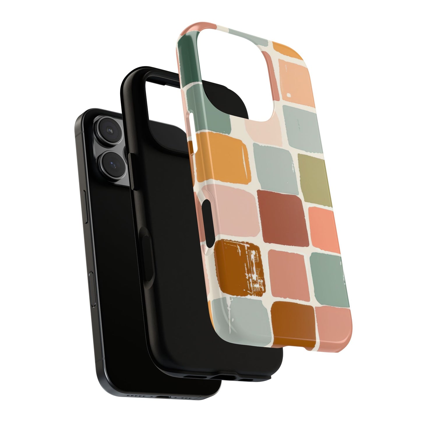 Retro Earthy Squares Phone Case - Abstract Block Colors Design for Popular Smartphones