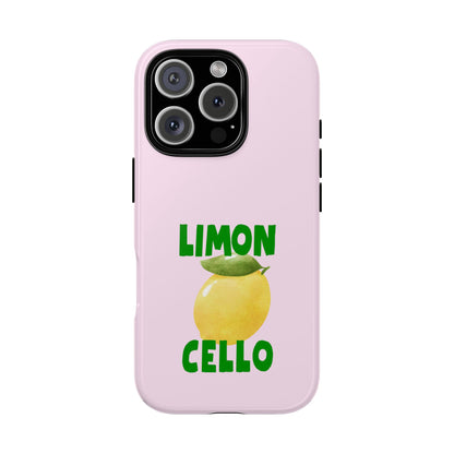Limon Cello Lemon Phone Case - Bold Citrus Graphic on Pastel Pink - Summer Vibes iPhone & Samsung Tough Case