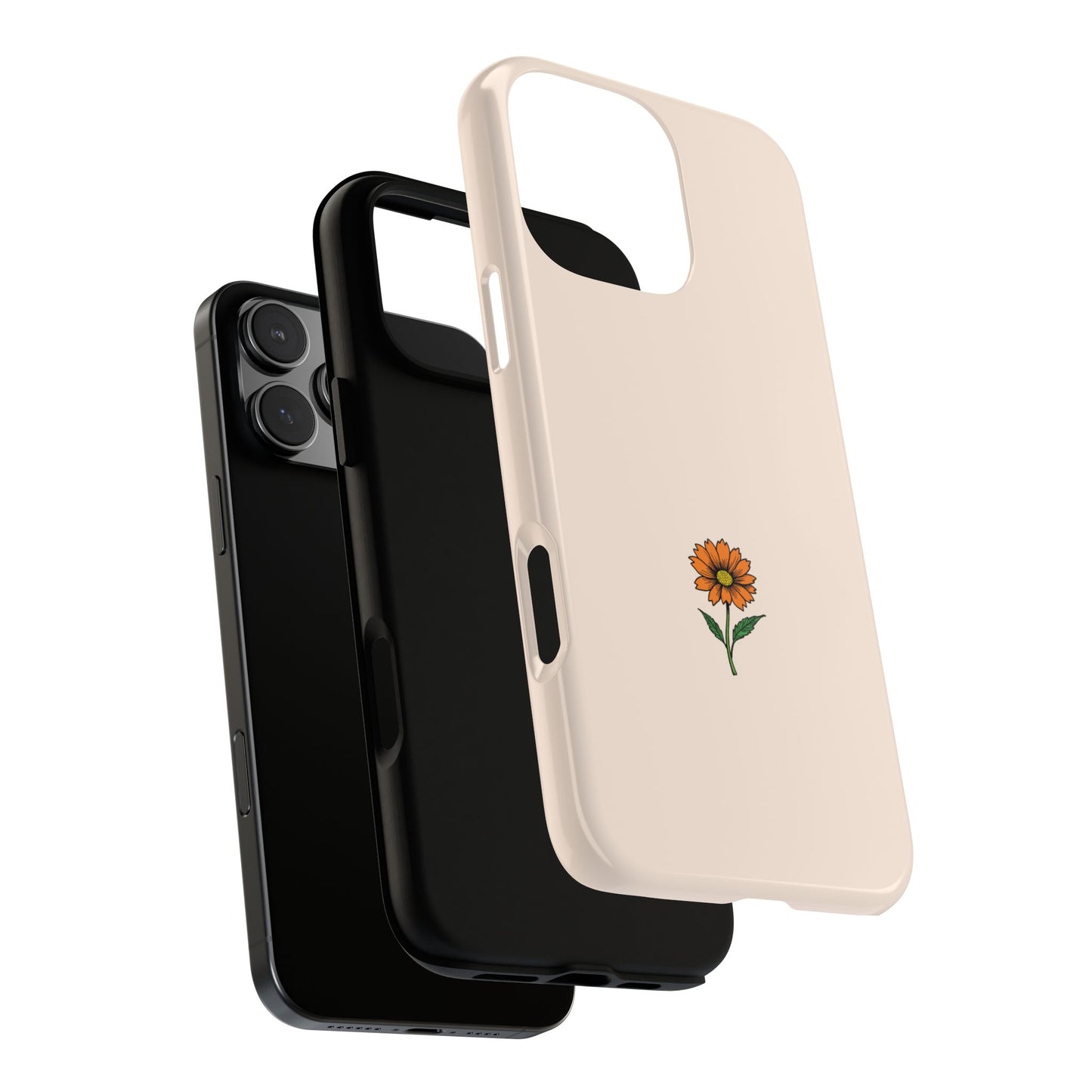 Minimalist Orange Flower Phone Case - Simple Botanical Design - Soft Aesthetic Tough Case
