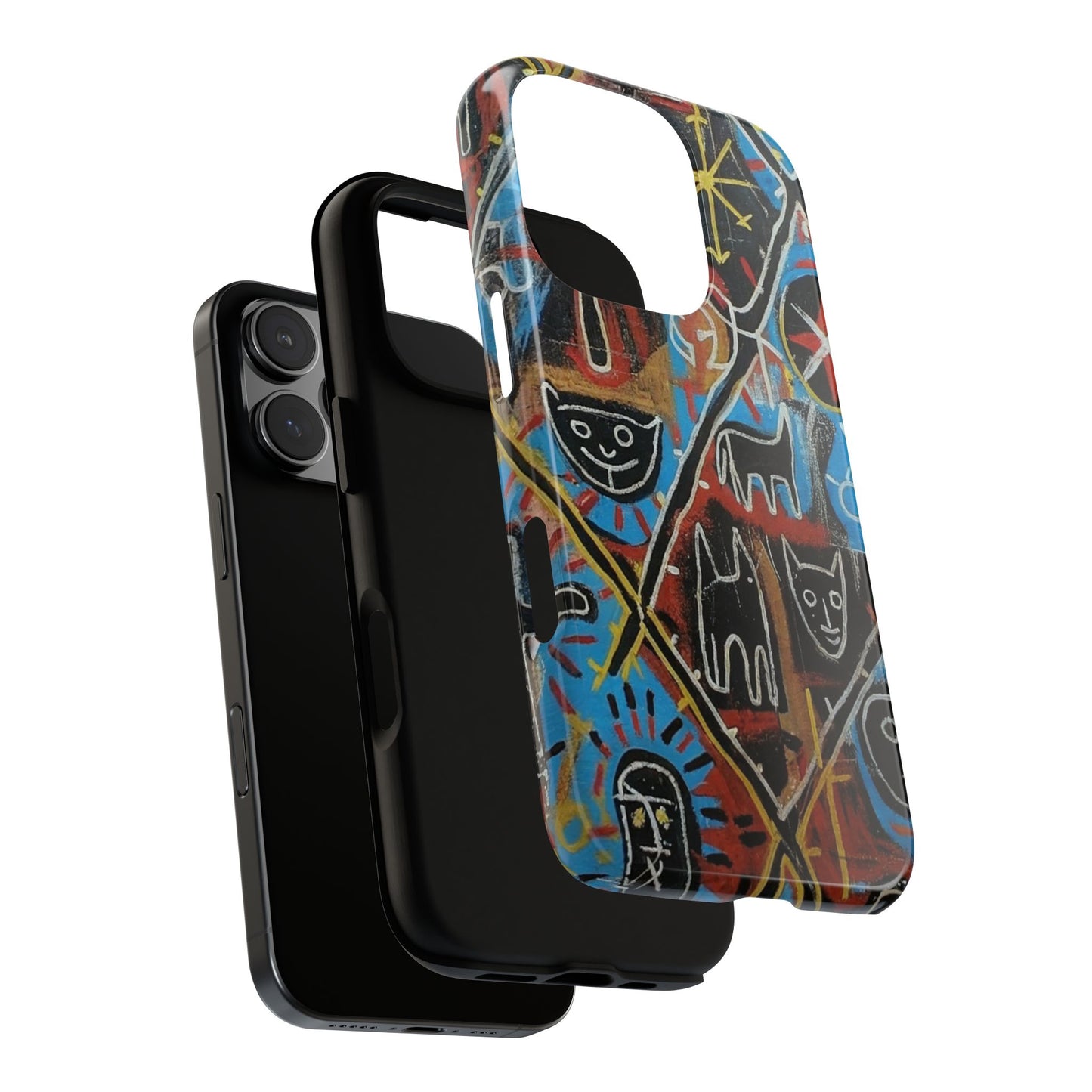 Basquiat Neo-Expressionism Tough Cases, Street-Inspired Symbolic Art Phone Case, Graffiti Art 3D Wrap