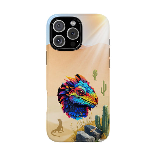 Pop Art Lizard Phone Case - Colorful Desert Reptile Design - Cactus Sandscape Tough Case