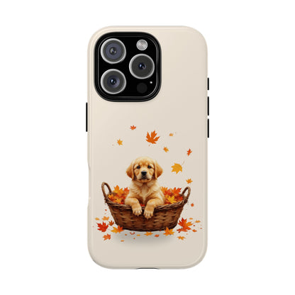 Golden Retriever Puppy Autumn Leaves Tough Phone Case - Cute Dog Gift for Popular Smartphones