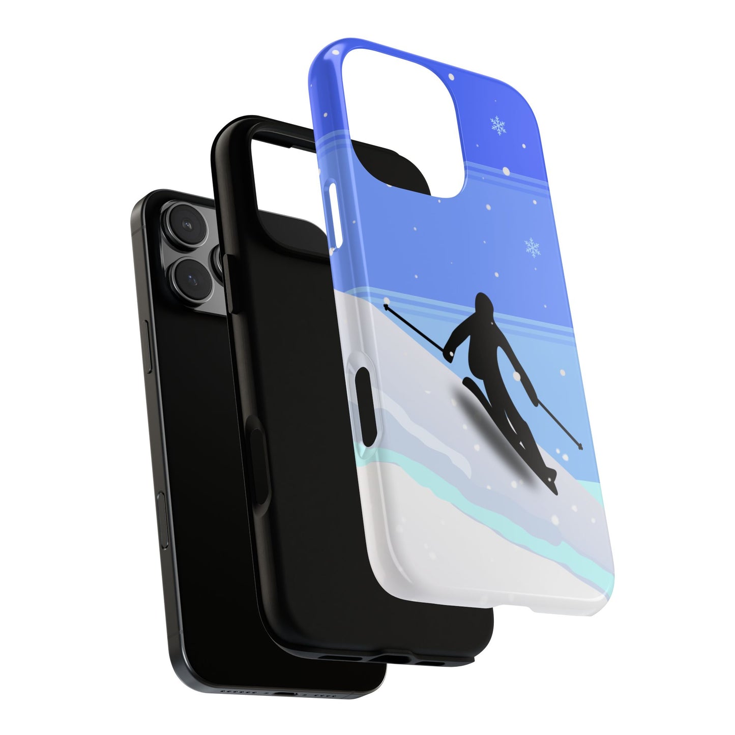 Skier Phone Case - Minimal Winter Sports Silhouette - Snow Slope Scene - Alpine Skiing Art