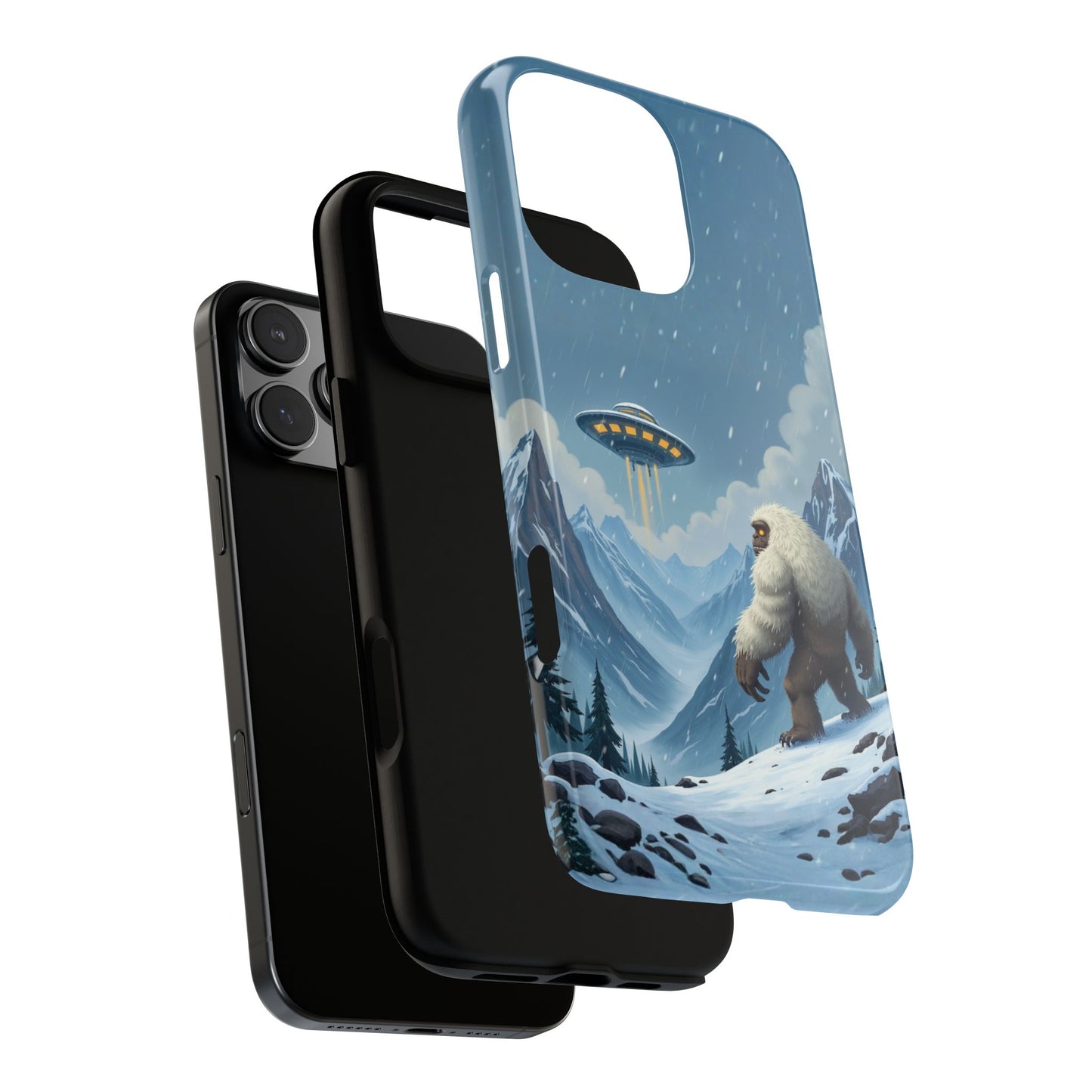 Winter Yeti Phone Case - Fantasy Mountain Creature UFO Art Tough Case