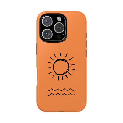Phone Case, Summer Vibes Tough Case for iPhone Samsung Google, Minimalistic Sun and Sea Design, Gift for Her Him, Summer is Coming