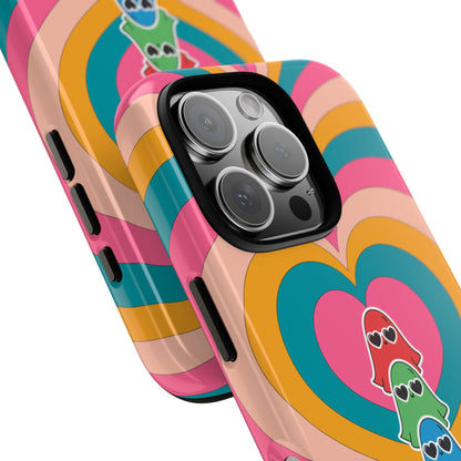 Retro Heart Ghost Phone Case - Colorful Psychedelic 70s Cute Kawaii Design for Popular Smartphones