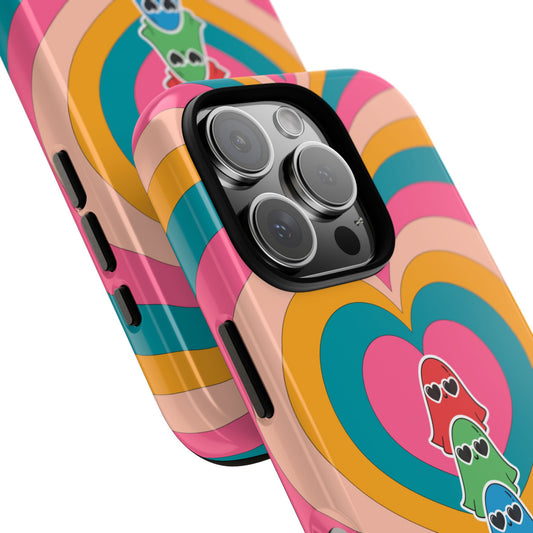 Retro Heart Ghost Phone Case - Colorful Psychedelic 70s Cute Kawaii Design for Popular Smartphones