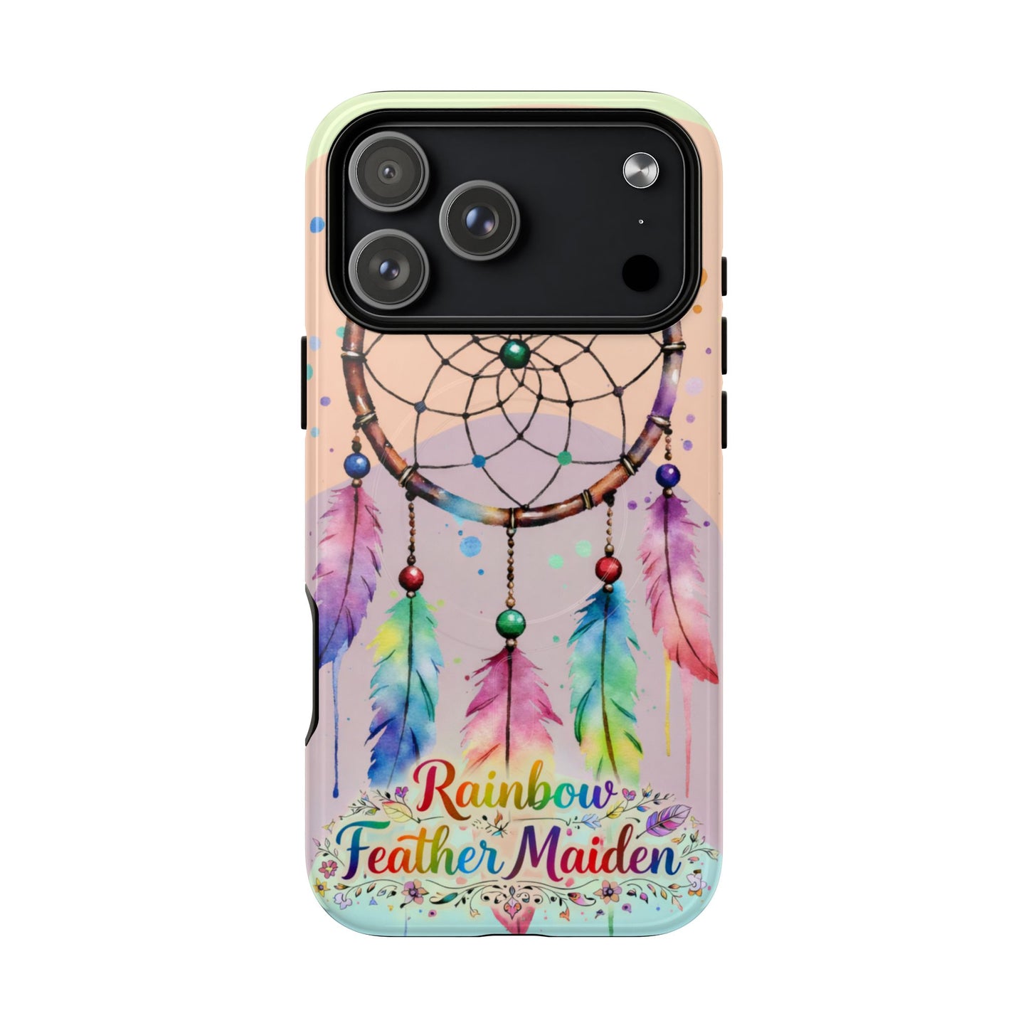 Custom Boho Rainbow Dreamcatcher Tough Magnetic Phone Case (Magsafe) - Bohemian Aesthetic Protective Cover for iPhone
