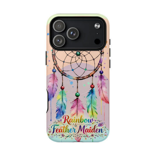 Custom Boho Rainbow Dreamcatcher Tough Magnetic Phone Case (Magsafe) - Bohemian Aesthetic Protective Cover for iPhone