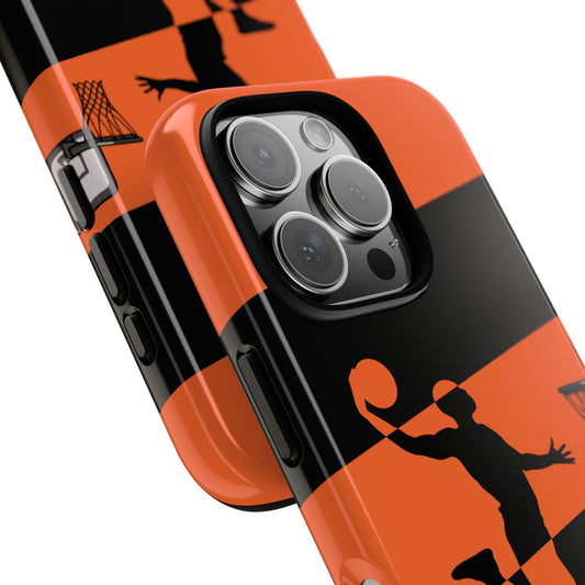 Basketball Slam Dunk Tough Phone Case - Silhouette Two Tone Design