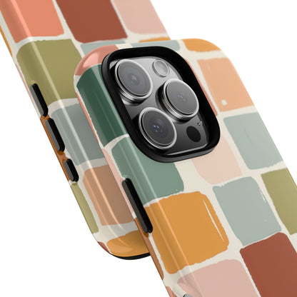 Retro Earthy Squares Phone Case - Abstract Block Colors Design for Popular Smartphones