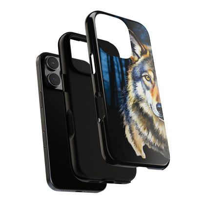 Wolf Half Face Tough Phone Case - Chrome Pop Art Animal Design