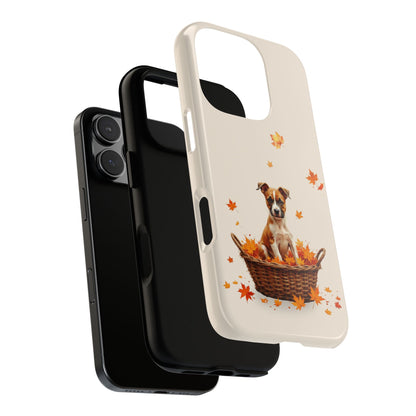 Staffie Puppy Autumn Basket Tough Phone Case - Cute Staffordshire Bull Terrier Gift for Popular Smartphones