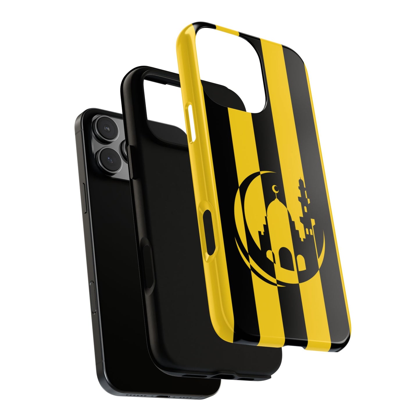 Mosque Crescent Tough Phone Case - Black Gold Stripe