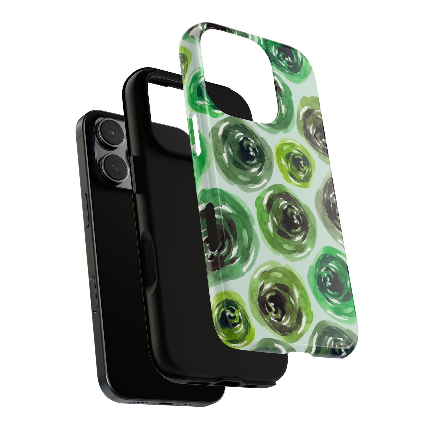 Green Floral Tough Case, Protective Cover for iPhone Samsung Google, Artistic Flowers, Gift for Her, Floral Design Case