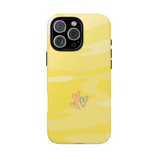 Minimal Yellow Heart Phone Case - Valentine's Day Subtle Love Tough Cover