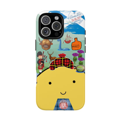 WanderBlob in Scotland - Highland Adventure Tough Phone Case with Scottish Icons and Tartan Charm