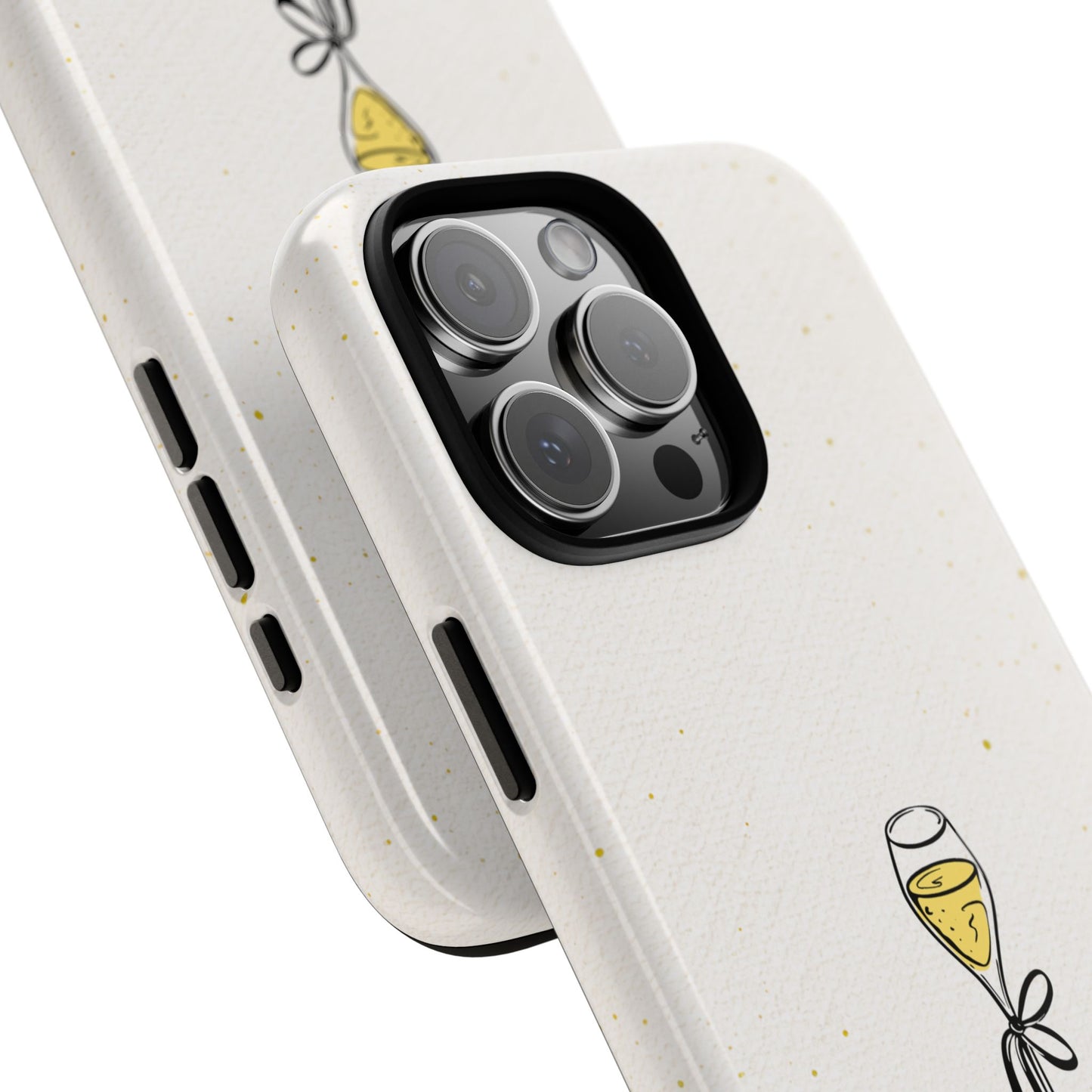 Hello Gorgeous Phone Case - Champagne Glass Art - Ivory Gold Speckled Cover