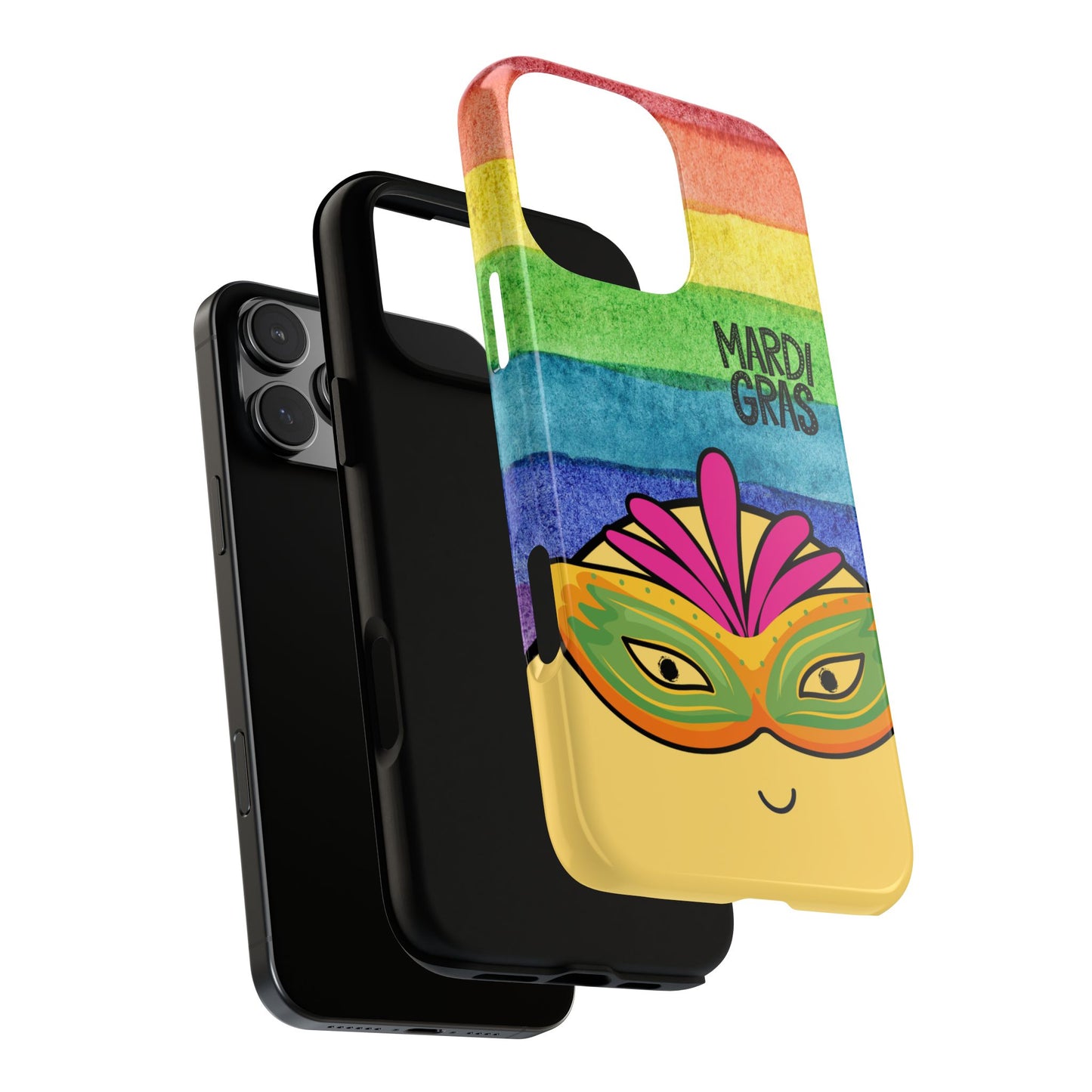 WanderBlob Mardi Gras Carnival Tough Phone Case - Rainbow Festival Vibes - Protective Smartphone Cover