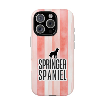 Springer Spaniel Phone Case - Coral Stripe Dog Design for iPhone & Samsung - Energetic Dog Gift