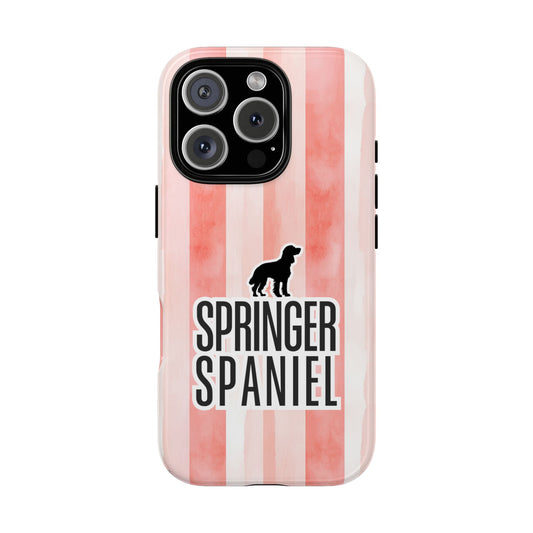 Springer Spaniel Phone Case - Coral Stripe Dog Design for iPhone & Samsung - Energetic Dog Gift