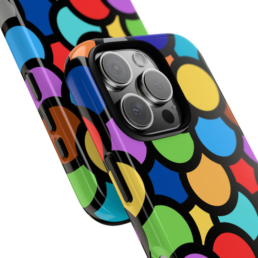 Bold Outline Circles Phone Case - Colorful Overlapping Abstract Art - Graphic Geometric Tough Cover, for popular smartphones