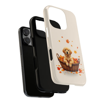 Golden Retriever Puppy Autumn Leaves Tough Phone Case - Cute Dog Gift for Popular Smartphones