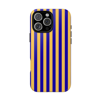 Blue & Gold Striped Tough Phone Case - Regal and Striking Design