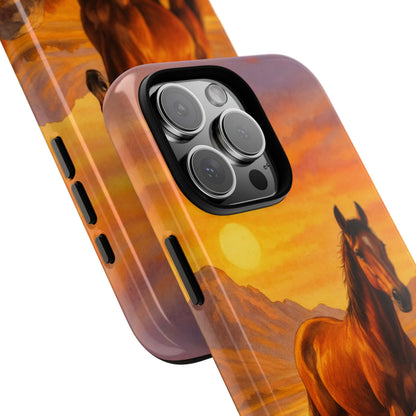 Sunset Horse on Golden Horizon Tough Phone Case - Animal Art