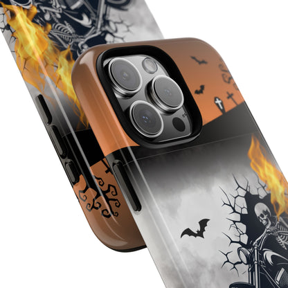 Skeleton Rider Phone Case - Gothic Halloween Motorcycle Art - Tough Cover