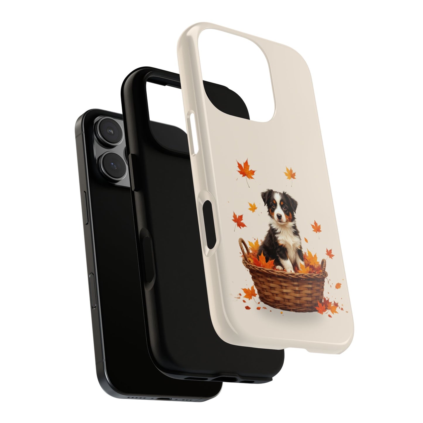 Border Collie Puppy Autumn Leaves Tough Phone Case - Cute Dog Lover Gift for Popular Smartphones