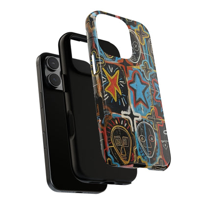 Basquiat-style Abstract Expressionism Tough Cases, Urban Graffiti Phone Case, Dark Primitive Art, Tough iPhone Cover, Edgy Abstract Samsung