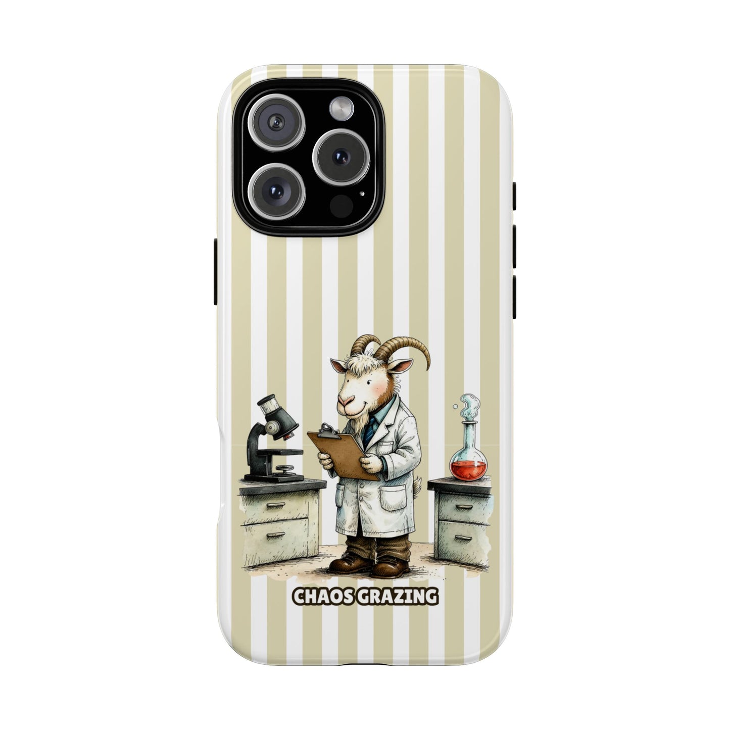 Chaos Grazing Goat Phone Case - Scientist Goat Design - Sarcastic Animal Tough Case