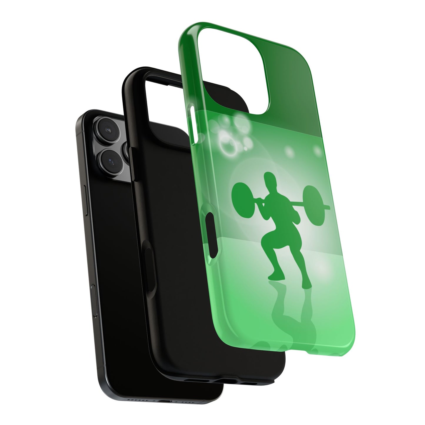 Weightlifting Silhouette Tough Phone Case - Green Gym Design