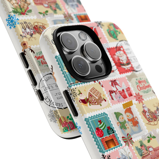 Christmas Postage Collage Tough Phone Case - Vintage Holiday Stamp Design