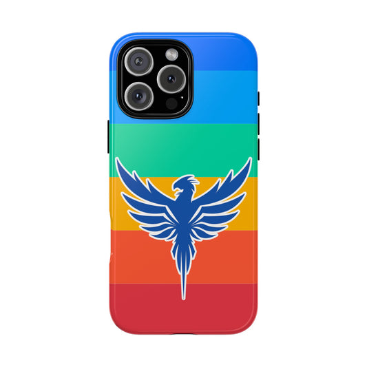 Pop Art Phoenix Tough Phone Case - Bold Rainbow Stripes - Graphic Bird Design