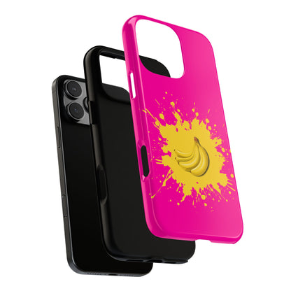 Banana Pop Tough Phone Case - Hot Pink Yellow Splash - Bright Fruit Aesthetic