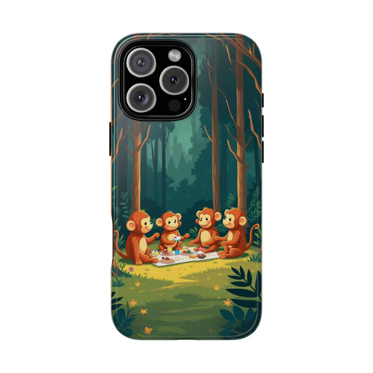 Playful Monkey Picnic Phone Case - Kids Jungle Animal Case for Popular Smartphones