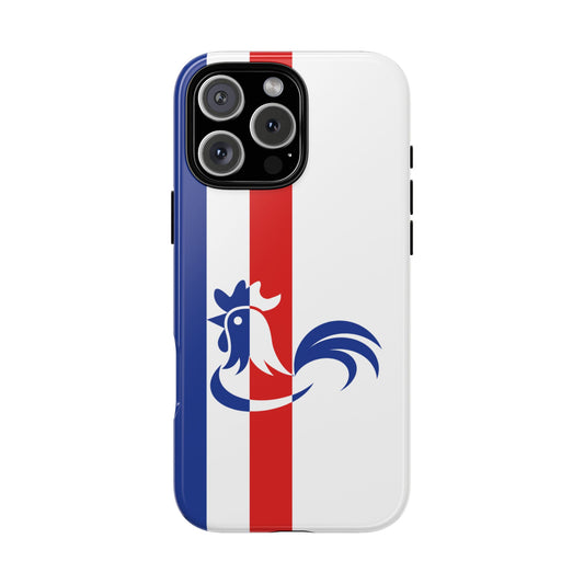France Rooster Two-Tone Tough Phone Case - French Flag Colours - Minimal Abstract Design