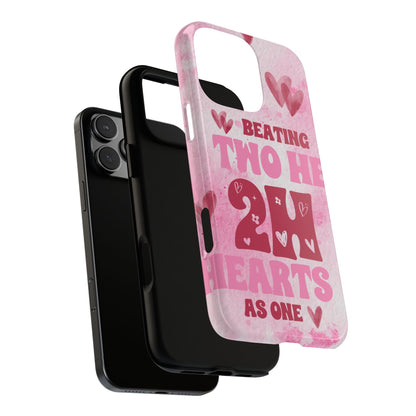 Beating Two Hearts As One Phone Case - Valentine's Day Romantic Pink Heart Tough Cover