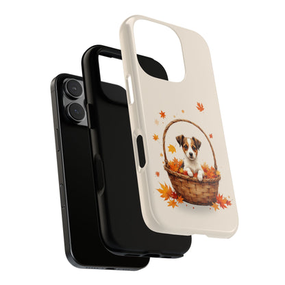 Jack Russell Puppy Autumn Basket Tough Phone Case - Playful Dog Lover Gift for Popular Smartphones