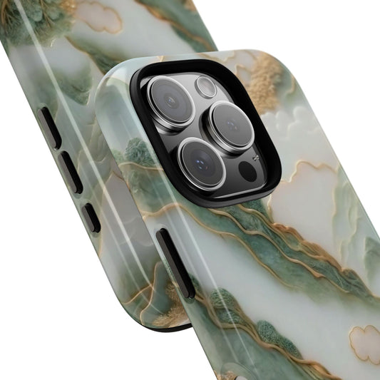 Phone Cases, Chinese Jade Carving Style, 3D Wrap, Mountain View, Luxury Case, Elegant Design, Tough Phone Case