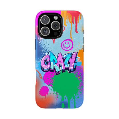 Crazy Graffiti Tough Phone Case - Urban Spray Paint Splatter - Colourful Street Art Bold Neon Drip Design