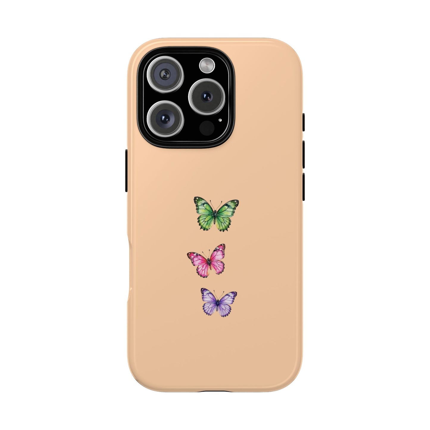 Minimal Butterfly Trio Tough Phone Case for iPhone 16 15 14 13 12 11 X Pro Max Mini & Samsung Galaxy S25 S24 S23 S22 S21 S20 Plus Ultra
