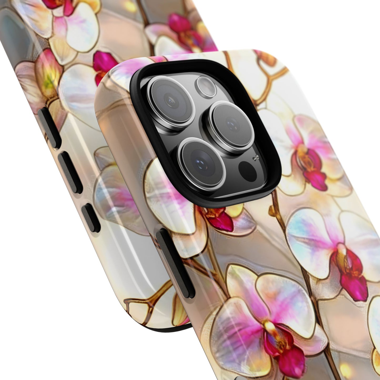 Wild Orchid Stained Glass Effect Phone Case for iPhone 16 15 14 13 12 11 Pro Max, Samsung S25 S24 S23 S22 S21 S20 Plus Ultra & Google Pixel