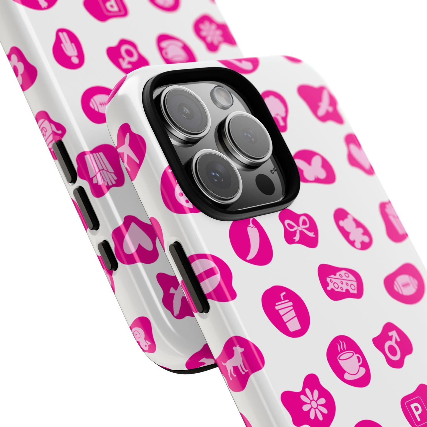 Pink Icons Pattern Phone Case - Minimal Symbol Design