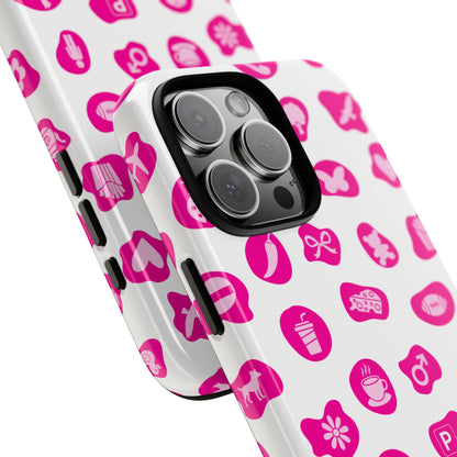 Pink Icons Pattern Phone Case - Minimal Symbol Design