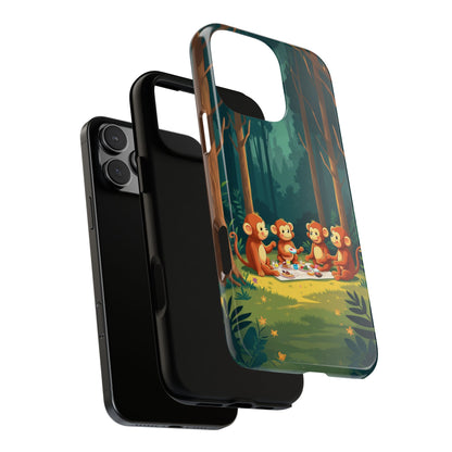 Playful Monkey Picnic Phone Case - Kids Jungle Animal Case for Popular Smartphones